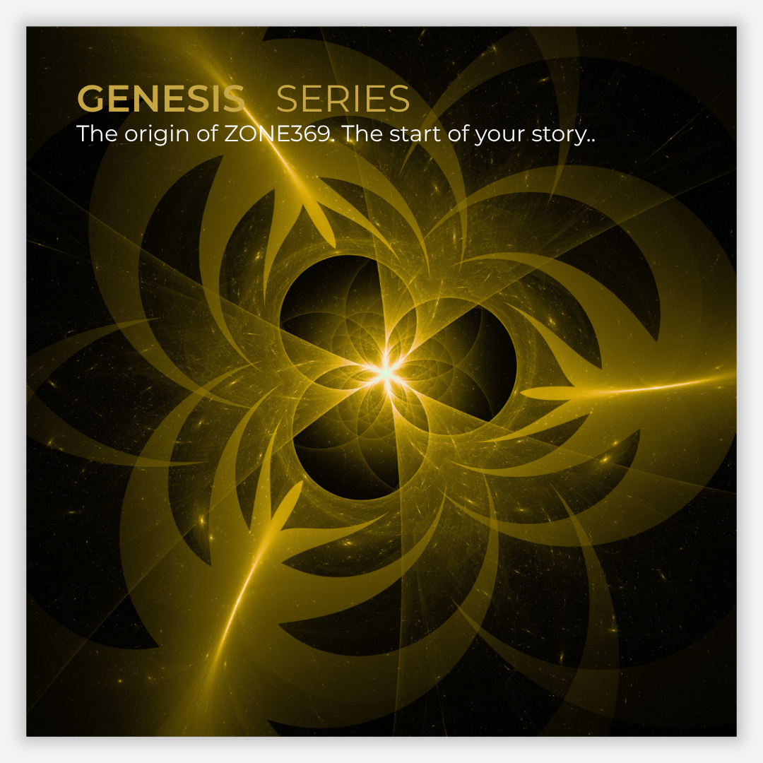 Artistic design with yellow spiral pattern and text on a dark background
