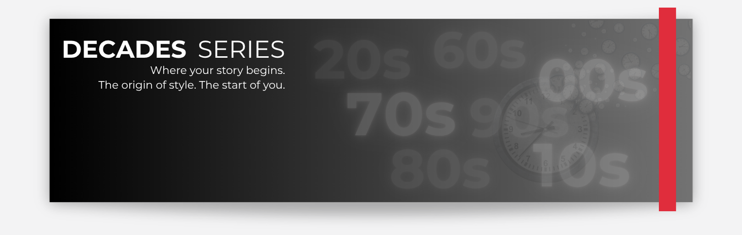 Promotional graphic for 'Decades Series' with a timeline of decades on a dark background.