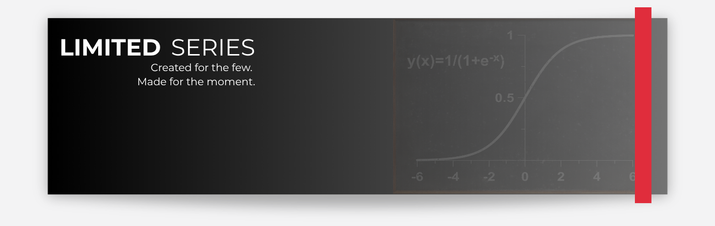 Promotional graphic for a limited series with mathematical curve and text on a dark background