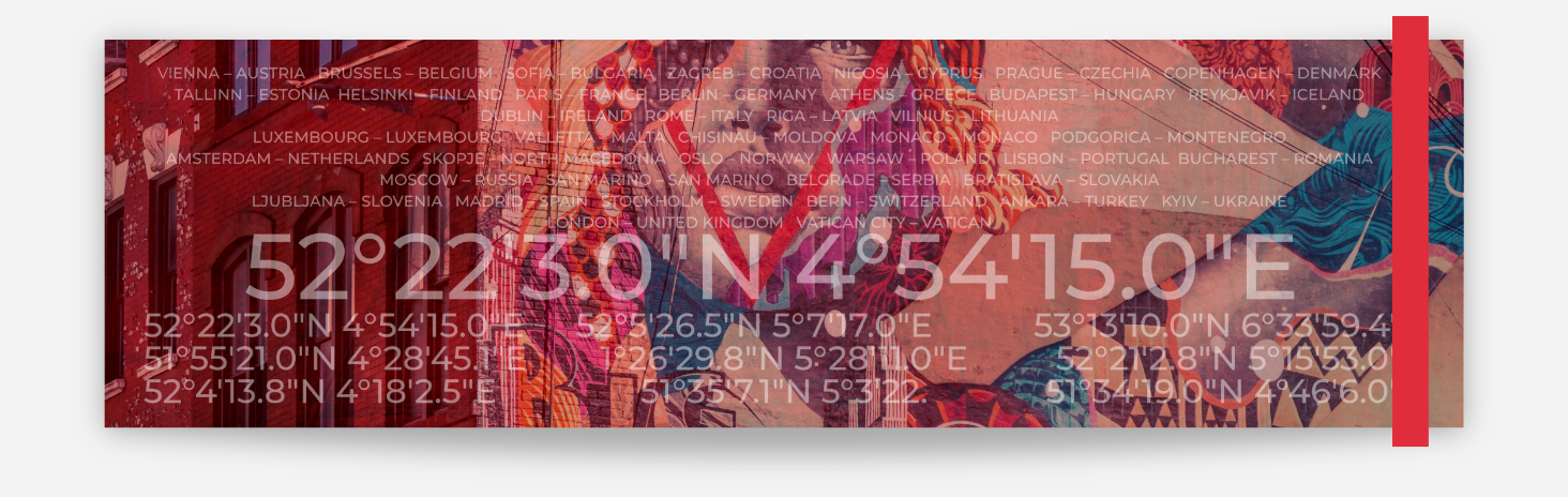 Colorful rectangular object with text overlay