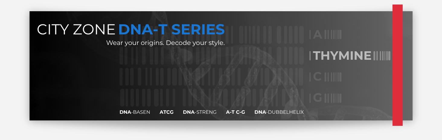Product packaging for Thymine City Zone DNA-T Series with branding and text.