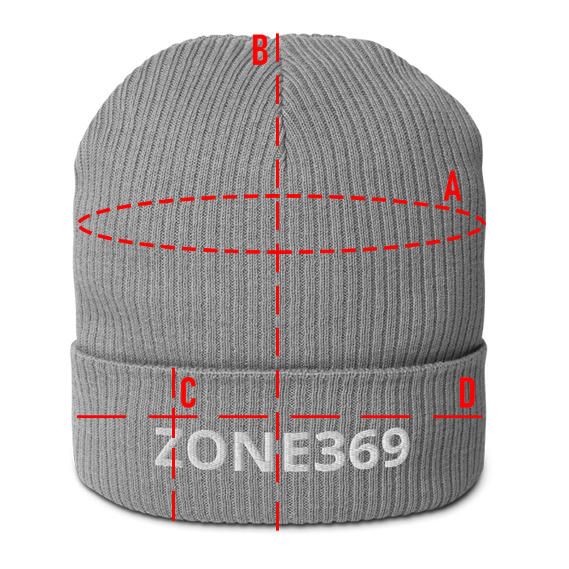 ZONE369 Size Chart Organic Ribbed Beanie